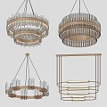 Modern Chandelier Designs With Golden Circular Frames And Layered Linear Structures 3d model