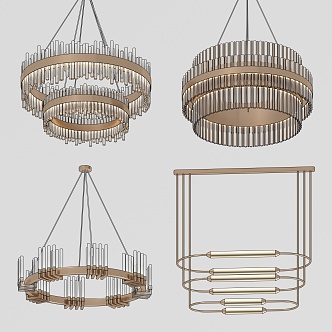 Light Luxury Chandelier Combination 3d model