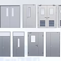 Various Modern Steel Doors With Different Window And Panel Designs 3d model