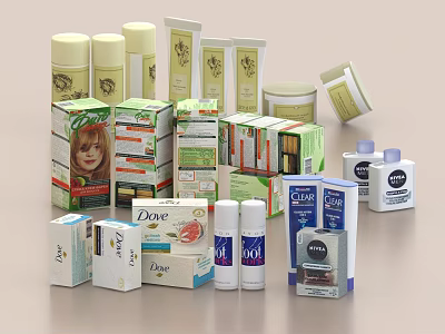 Assorted Cosmetics And Skincare Products From Various Brands 3d model