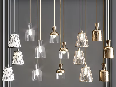 Modern Pendant Lights With Glass And Metal Designs For Interior Decoration 3d model