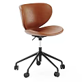 Black Leather Office Chair With Swivel Function Five Star Base And Rolling Casters 3d model