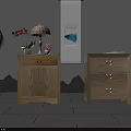 Traditional Wooden Bedside Tables With Cabinet Doors Drawers Lamp Orchid Pink Flowers And Books