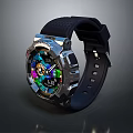 Smart Watch With Colorful Dial Metal Case And Black Silicone Strap For Daily Use
