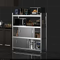 White Kitchen Storage Cabinet With Microwave Wine Bottles And Spice Organizer