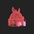 Totoro Shaped Stove with Ears Eyes and Brick Oven Door and Tool Holder