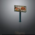 Outdoor Sunset Beer Billboard With Teal Pole And Vintage Cartoon Characters Design