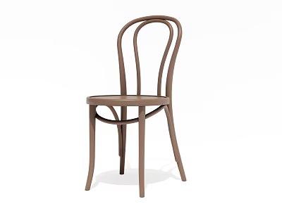 Brown Wooden Dining Chair Featuring Curved Backrest And Elegant Slim Legs Design 3d model
