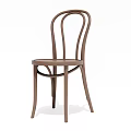 Brown Wooden Dining Chair Featuring Curved Backrest And Elegant Slim Legs Design
