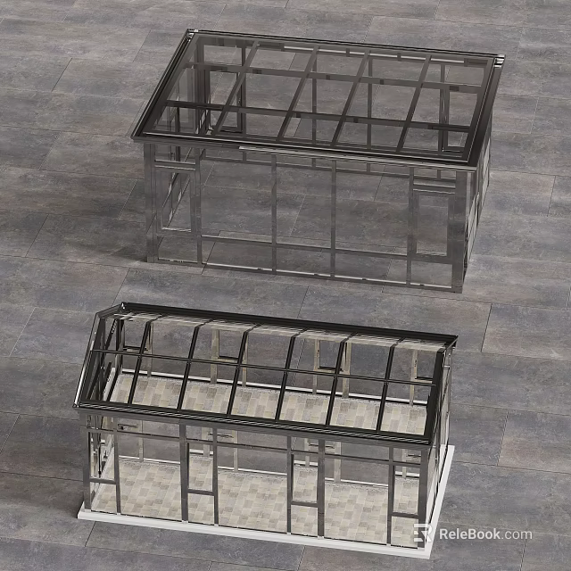 Modern Metal Frame Glass Roof Structures With Transparent Panels And Skylight Design 3d model 