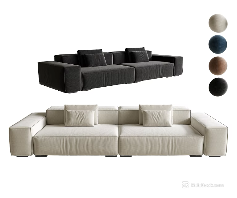 Modern Upholstered Sectional Sofa With Multiple Color Options And Cushioned Seats 3d model 