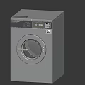 Front Loading Gray Washing Machine With Modern Control Panel And Sleek Design