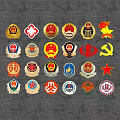 Various Official Emblem Badges Featuring Different Symbols And Colorful Designs
