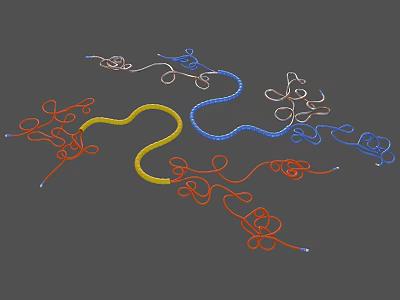 Colorful Curved Molecular Chains in Various Colors Form Complex Scientific Structure Model 3d model