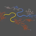 Colorful Curved Molecular Chains in Various Colors Form Complex Scientific Structure Model