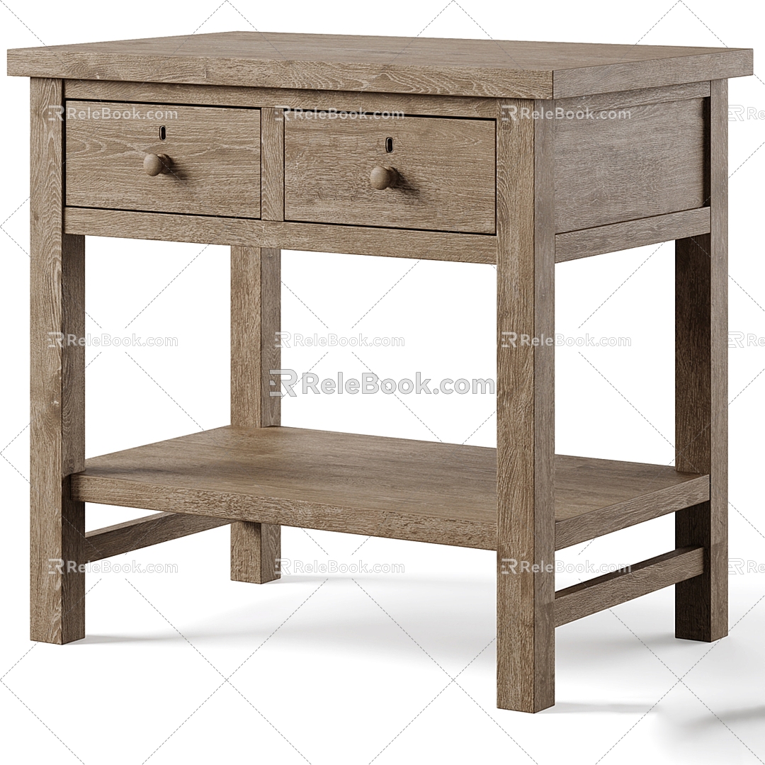 farmhouse next to pottery barn inch drawer bedside table 3d model