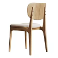 Modern Minimalist Solid Wood Dining Chair With Soft Fabric Padded Seat For Home Use