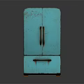 Vintage Turquoise Refrigerator Freezer with Double Door and Drawer Worn Design