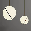 Modern Spherical Pendant Lights With White Shades Black Stripe And Golden Wires