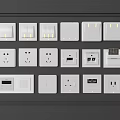 White Switch and Socket Panels with Various Modern Types and Functions for Home Use