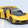 Sleek Yellow Sports Car With Modern Design Large Wheels Aerodynamic Body And Unique Doors
