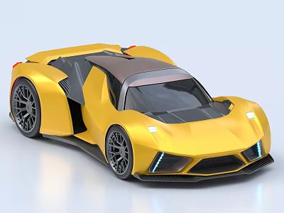 Sleek Yellow Sports Car With Modern Design Large Wheels Aerodynamic Body And Unique Doors 3d model