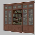 Classic Wooden Bookshelf Filled With Various Books Multiple Shelves And Drawers