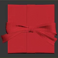 Red Textured Gift Box With Decorative Ribbon Bow And Shiny Surface 3d model