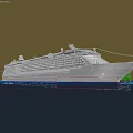 Luxury White Cruise Ship Sailing On Ocean With Blue Sky And Calm Sea