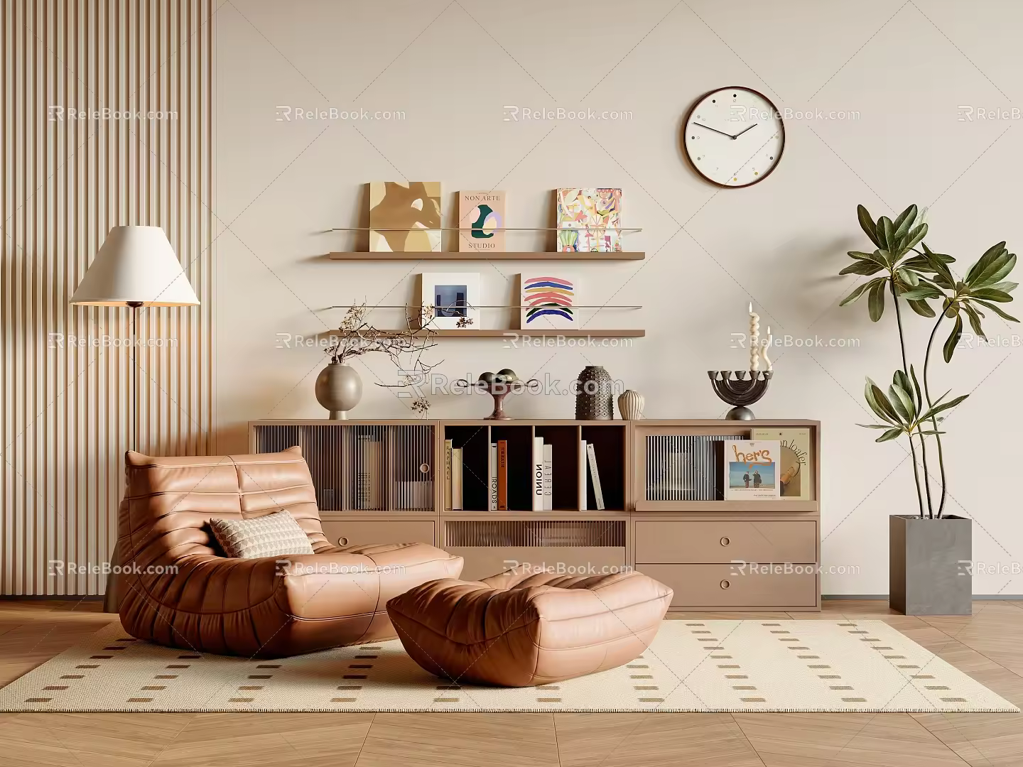 Middle Style Lazy Sofa 3d model