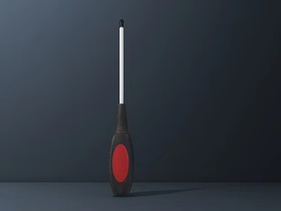 Black And Red Hardware Hammer With Long Handle And Red Circular Base 3d model