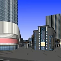 Modern Urban Complex With High Rise Buildings Low Rise Structures And Green Spaces