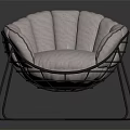 Modern Single Sofa with Circular Backrest Soft Plush Cushion Light Fabric and Metal Frame