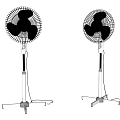 Two Black Blade Air Cooler Fans With Adjustable Stand And White Base