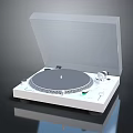 Modern White Turntable Audio System With Transparent Cover Black Platter And Clear Reflection 3d model