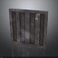 Industrial Style Square Metal Grille Panel With Vertical Slats And Textured Surface