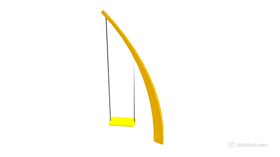 Yellow Arched Frame Playground Swing With Black Ropes And Yellow Seat 3d model 