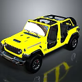 Yellow Jeep Convertible With Open Doors And Black Top Exterior Design