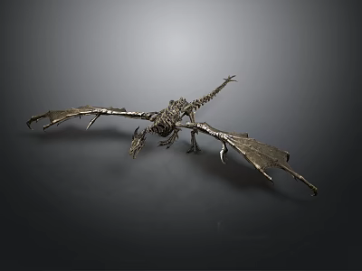 Intricate Metal Dragon Sculpture With Winged Structure And Spiked Details 3d model