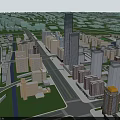 Aerial Urban Planning with High Rise Buildings Road Networks and Green Spaces
