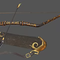 Ornate Decorative Bow With Gold And Black Design And Intricate Carvings