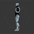 Humanoid Robot With Silver And Black Metallic Body Standing With Arms Outstretched