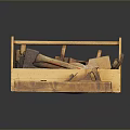 Wooden Storage Box For Organizing Woodworking Tools Including Hammer Chisel And Plane