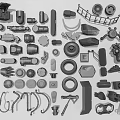 Assorted Mechanical Components Collection With Gears Wheels And Various Industrial Parts