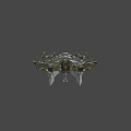Futuristic Sci Fi Spaceship With Dark Exterior Yellow Accents And Control Panels