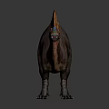 Dinosaur Model With Colorful Head Open Mouth Orange Striped Sail And Brown Body