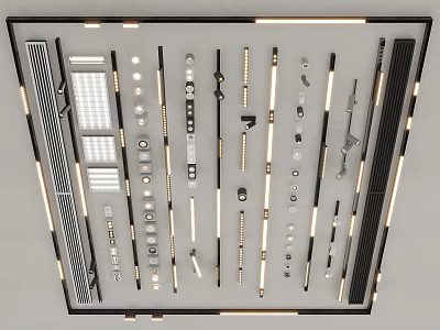 Modern Downlights and Spotlights with Various Metal Components for Home Office Lighting 3d model