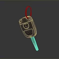 Black Car Key With Key Ring And Remote Buttons On Dark Background 3d model