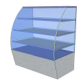 Modern Glass Display Shelf With Multiple Transparent Layers And Metal Base