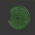 Antique Bronze Mirror With Circular Design And Intricate Carved Decorative Patterns 3d model